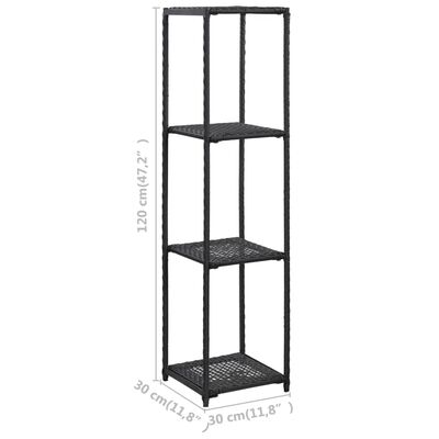 vidaXL Storage Shelf Black 30x30x120 cm Poly Rattan