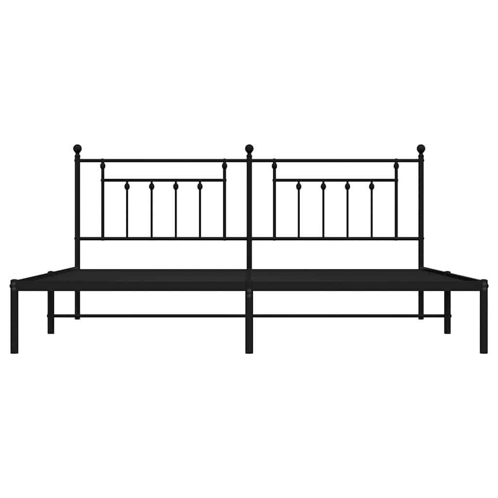 vidaXL Metal Bed Frame without Mattress with Headboard Black 193x203cm