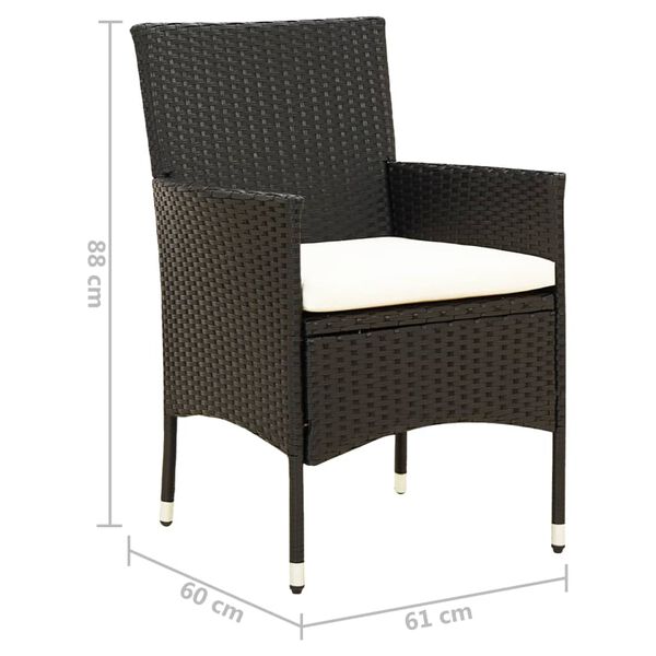 vidaXL Garden Chairs with Cushions 2 pcs Poly Rattan Black