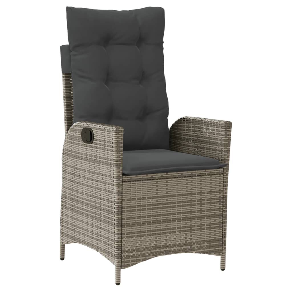 vidaXL 7 Piece Garden Dining Set with Cushions Grey Poly Rattan