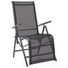 vidaXL Sunlounger | Black | Aluminium | Medium | Adjustable Armrests