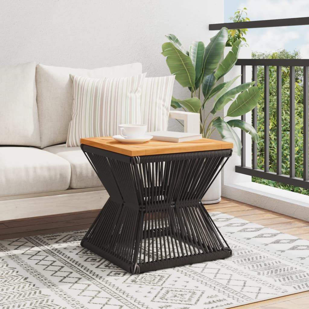 vidaXL Coffee Table with Wire Base Black 38x38x38 cm Solid Wood Acacia