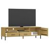 vidaXL TV Cabinet with Metal Legs Brown Solid Wood Pine OSLO