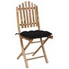 vidaXL 5 Piece Folding Outdoor Dining Set with Cushions Bamboo
