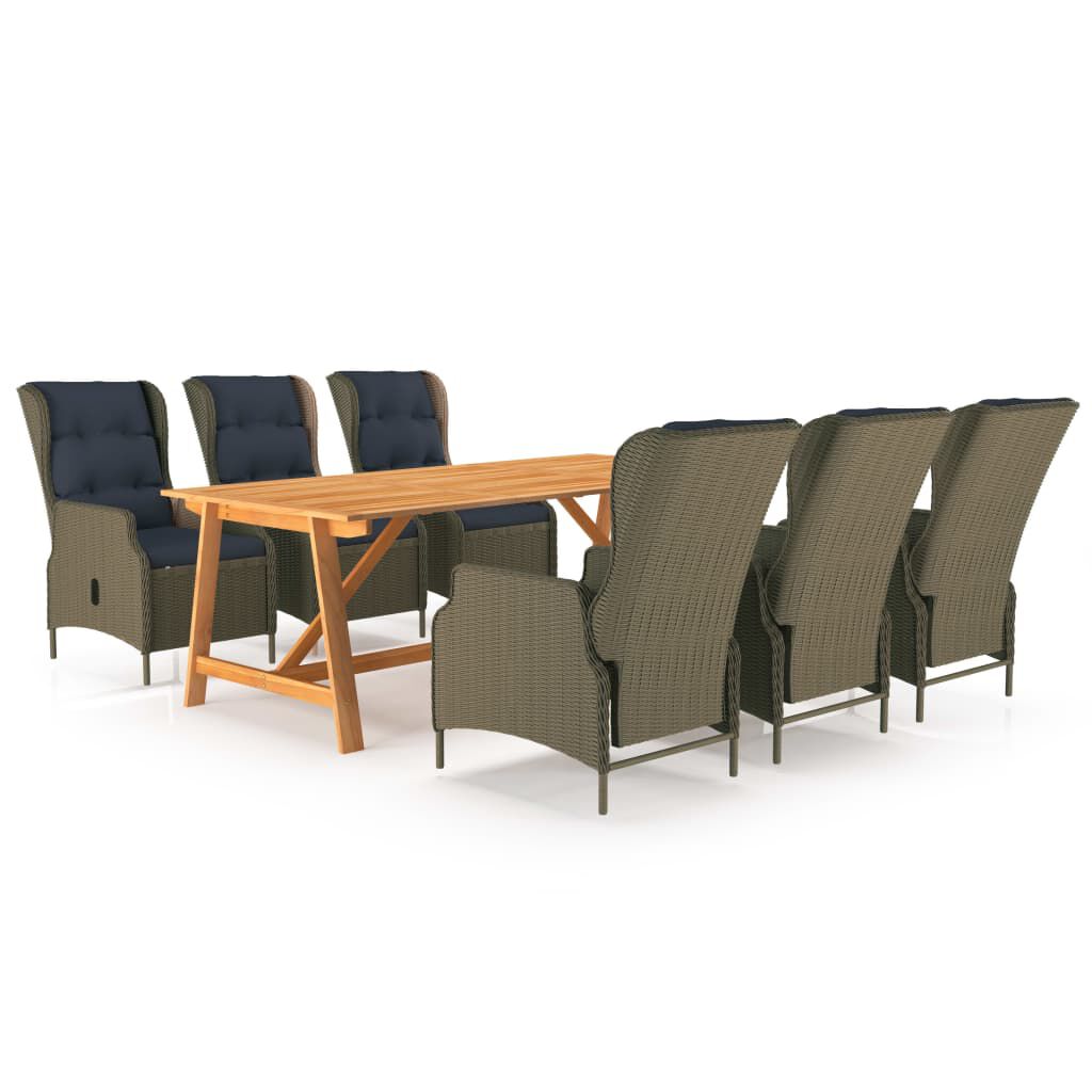 vidaXL 7 Piece Garden Dining Set Brown