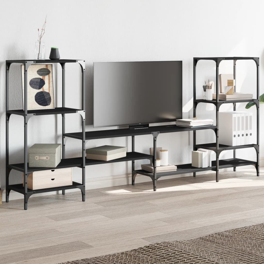 vidaXL TV Cabinet Black 206.5x28.5x95 cm Engineered Wood