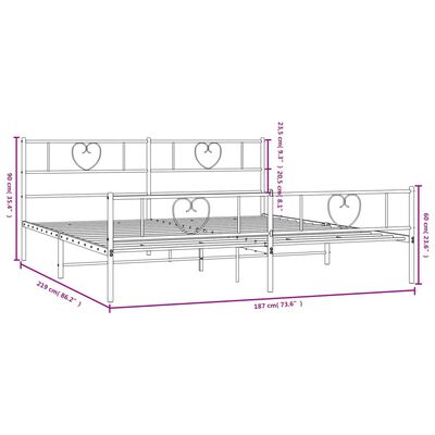 vidaXL Metal Bed Frame without Mattress with Footboard Black 183x213 cm