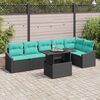 vidaXL Garden Sofa Set with Cushion 7 pcs Black and Turquoise
