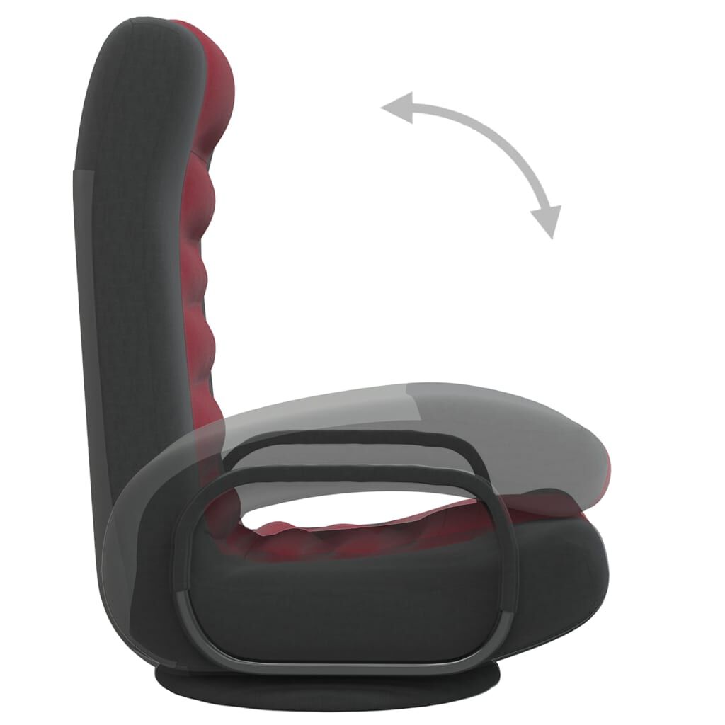 vidaXL Swivel Floor Chair Black and Wine Red Fabric