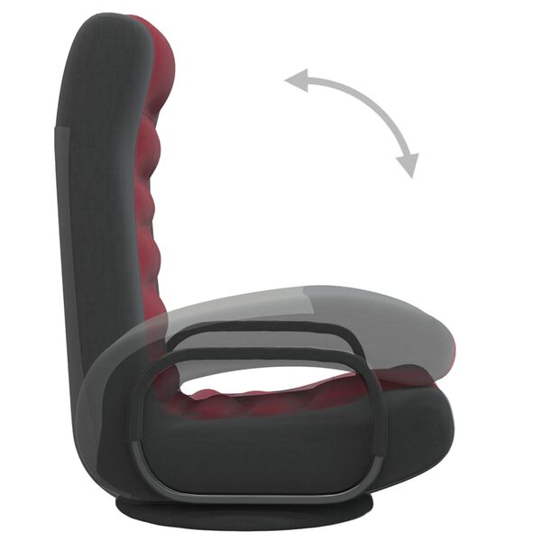 vidaXL Swivel Floor Chair Black and Wine Red Fabric