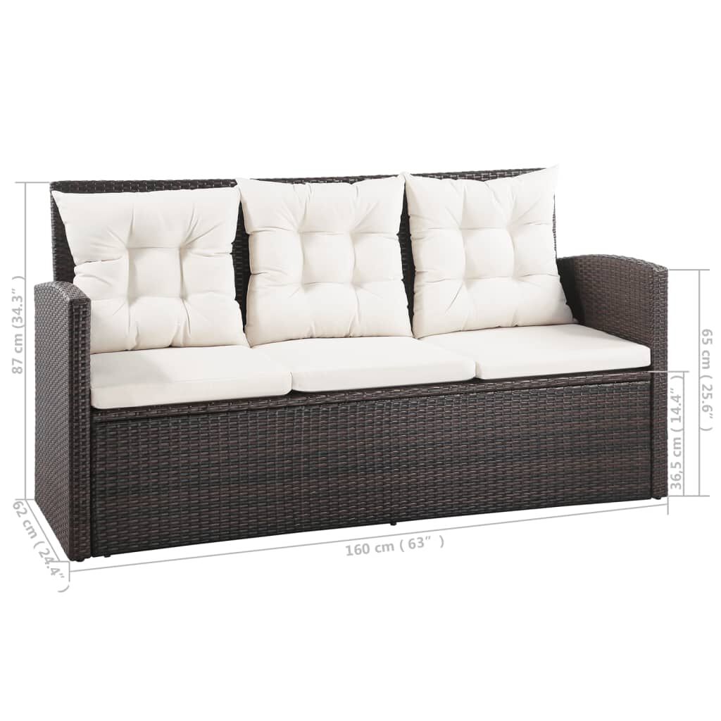 vidaXL 5 Piece Garden Lounge Set with Cushions Poly Rattan Brown