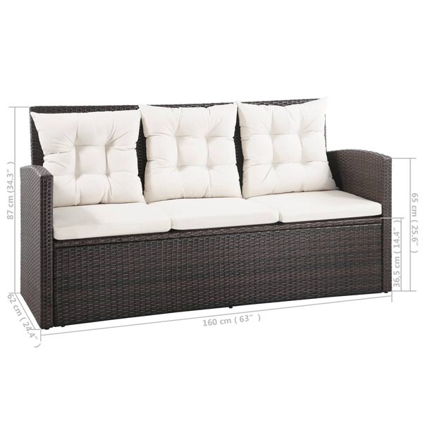 vidaXL 5 Piece Garden Lounge Set with Cushions Poly Rattan Brown
