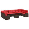 vidaXL Sofa Set 11 pcs Brown Poly Rattan