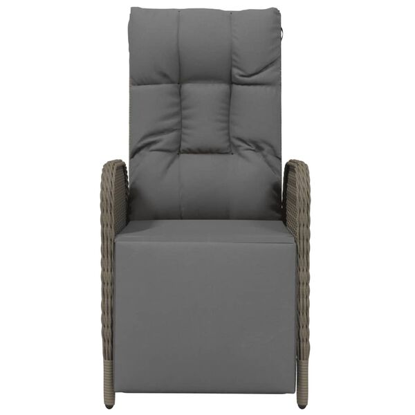 vidaXL Outdoor Reclining Chairs with Cushions 2 pcs Poly Rattan Grey
