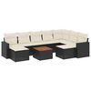 vidaXL 10 Piece Garden Sofa Set with Cushions Black Poly Rattan