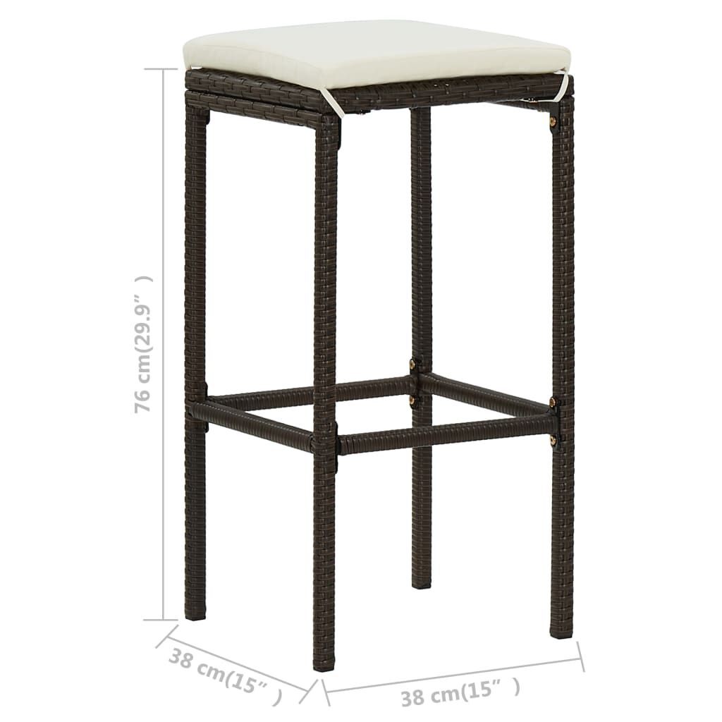 vidaXL 7 Piece Garden Bar Set with Cushions Brown