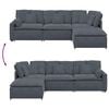 vidaXL Modular Sofa with Footstool&Cushions Velvet Dark Grey