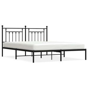 vidaXL Metal Bed Frame without Mattress with Headboard Black 183x213cm