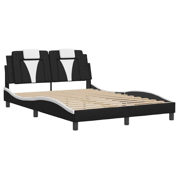 vidaXL Bed Frame "Viana" without Mattress Black and White 137x190 cm Double Faux Leather