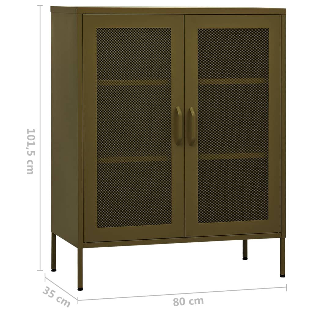 vidaXL Storage Cabinet Olive Green 80x35x101.5 cm Steel