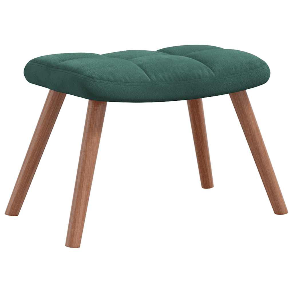 vidaXL Relaxing Chair with a Stool Dark Green Velvet