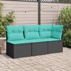 vidaXL Garden Chair Armless with Cushions Black Poly Rattan