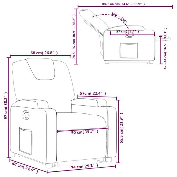 vidaXL Stand up Recliner Chair Grey Faux Leather