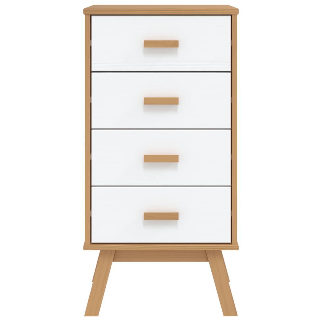 vidaXL Bedside Cabinet OLDEN White and Brown Solid Wood Pine