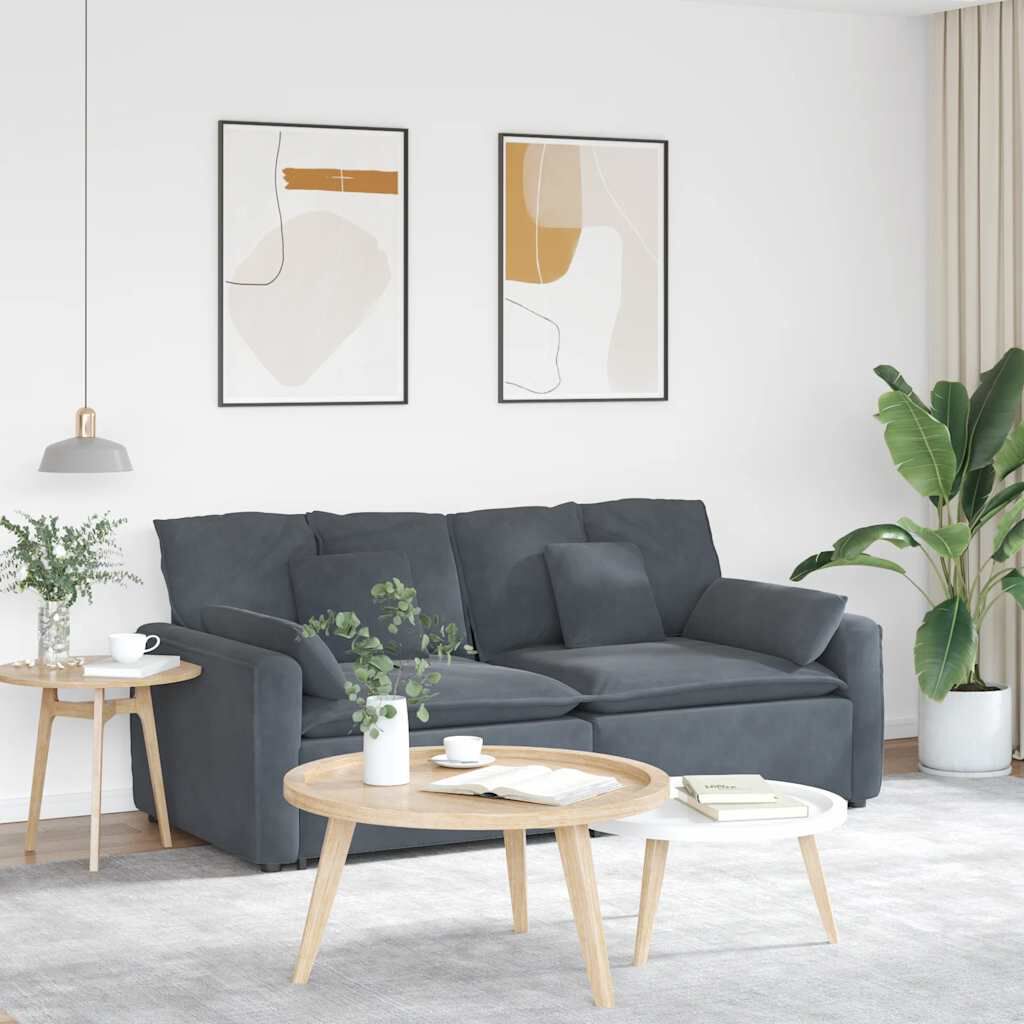 vidaXL Modular Sofa with Cushions Dark Grey