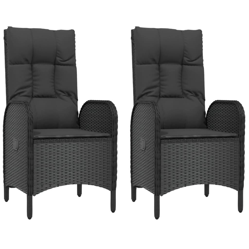 vidaXL 5 Piece Garden Dining Set with Cushions Black Poly Rattan