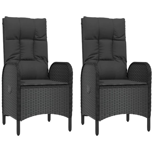 vidaXL 5 Piece Garden Dining Set with Cushions Black Poly Rattan