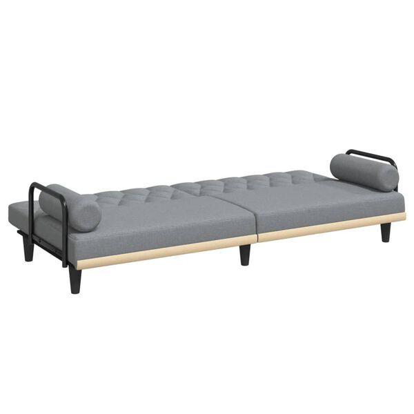 vidaXL Sofa Bed with Armrests Light Grey Fabric