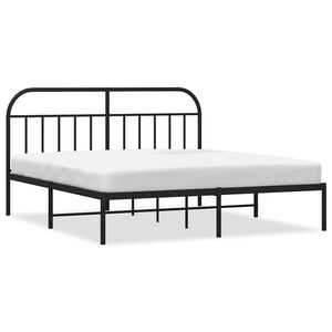 vidaXL Metal Bed Frame without Mattress with Headboard Black 183x213cm
