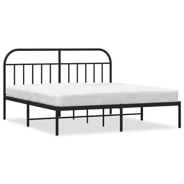 vidaXL Metal Bed Frame without Mattress with Headboard Black 183x213cm