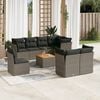vidaXL 9 Piece Garden Sofa Set with Cushions Grey Poly Rattan