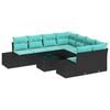vidaXL Garden Sofa Set 9 pcs Black and Turquoise Poly Rattan