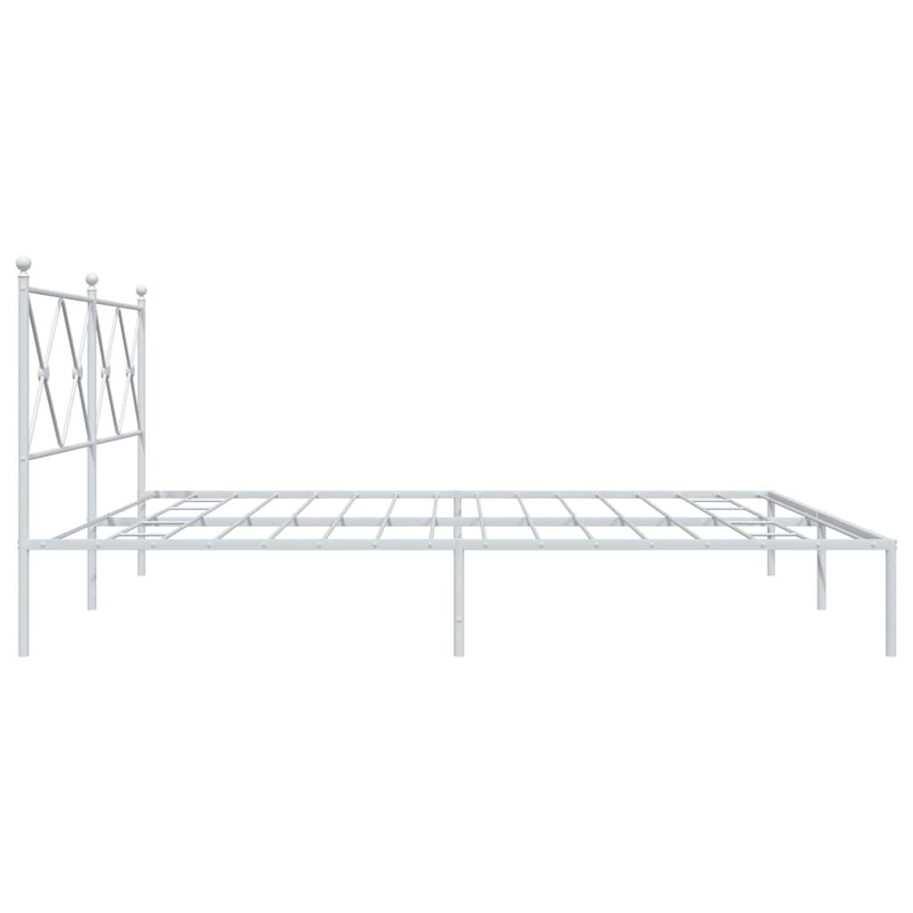 vidaXL Metal Bed Frame without Mattress with Headboard White 193x203cm