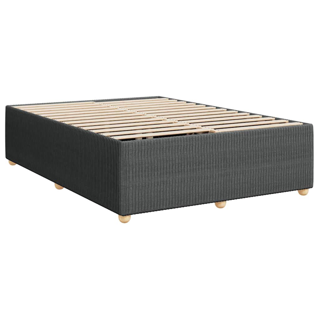 vidaXL Box Spring Bed with Mattress Dark Grey Full Fabric