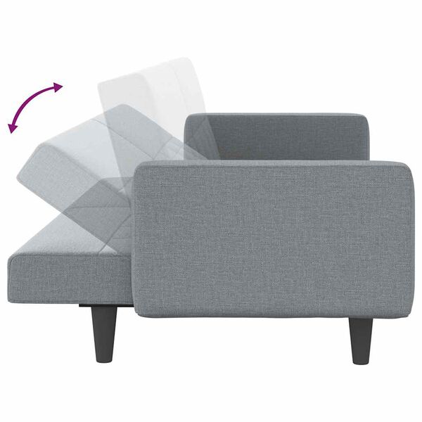 vidaXL Sofa Bed with Cushions Light Grey Fabric