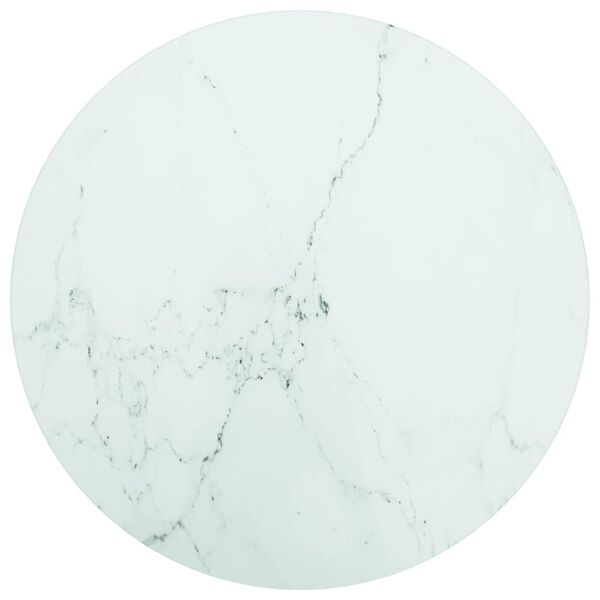 vidaXL Table Top White &Oslash;40x0.8 cm Tempered Glass with Marble Design