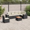 vidaXL 7 Piece Garden Sofa Set with Cushions Black Poly Rattan