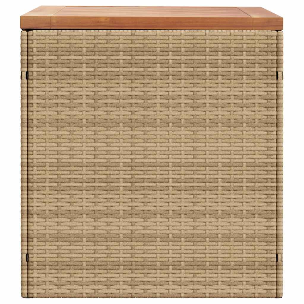 vidaXL Garden Storage Box Beige 110x50x54 cm Poly Rattan Acacia Wood