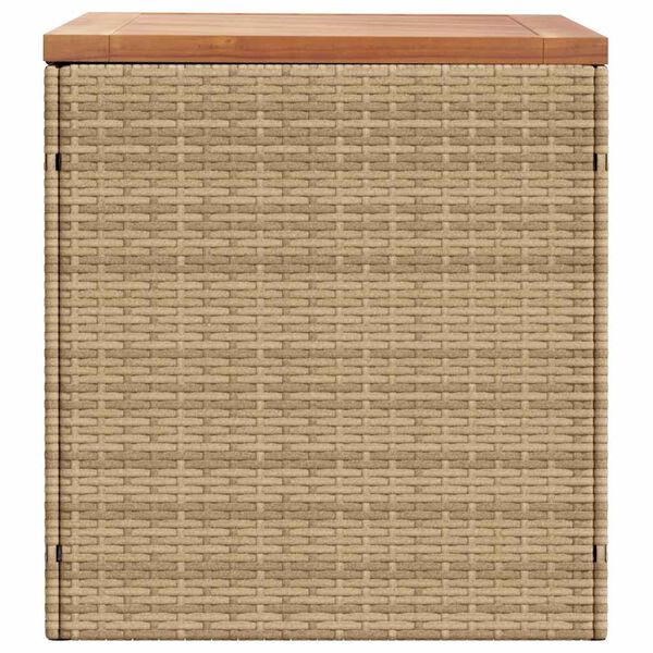 vidaXL Garden Storage Box Beige 110x50x54 cm Poly Rattan Acacia Wood