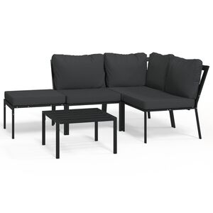 vidaXL 5 Piece Garden Lounge Set with Grey Cushions Steel
