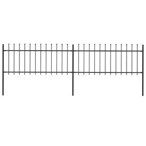 vidaXL Garden Fence with Spear Top Steel 359x80 cm Black