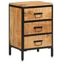 vidaXL Bed Cabinet with 3 Drawers 40x35x63 cm Solid Rough Wood Mango