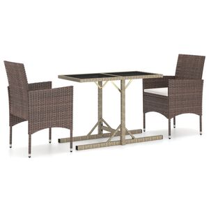 vidaXL 3 Piece Garden Dining Set Brown
