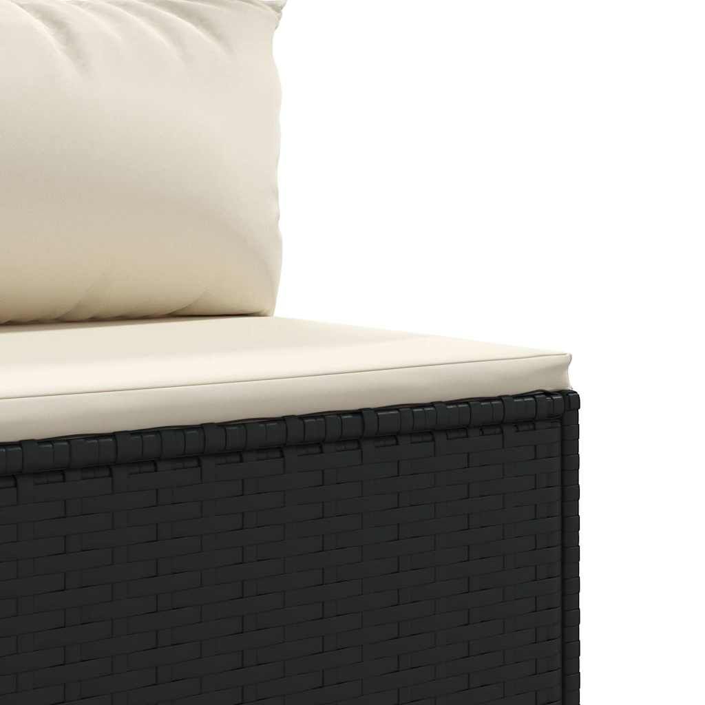 vidaXL 7 Piece Garden Lounge Set with Cushions Black Poly Rattan