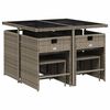 vidaXL 11 Piece Garden Dining Set with Cushions Grey Poly Rattan