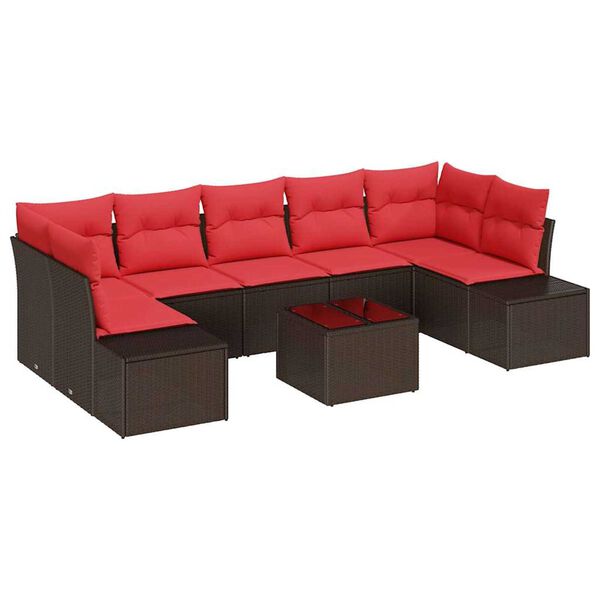 vidaXL Garden Sofa Set 8 pcs Brown Poly rattan